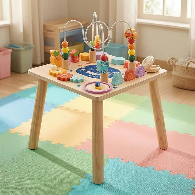 Mesa de Actividades de Madera con Laberinto de Cuentas 3