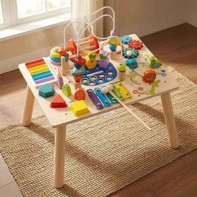 Mesa de Actividades de Madera con Laberinto de Cuentas 4