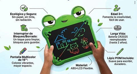 Tablero LED LCD Multicolor 16 Pulgadas para Niños