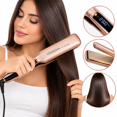 Plancha para Cabello PRONOVA K Therapy con Keratina y Aceite de Argán