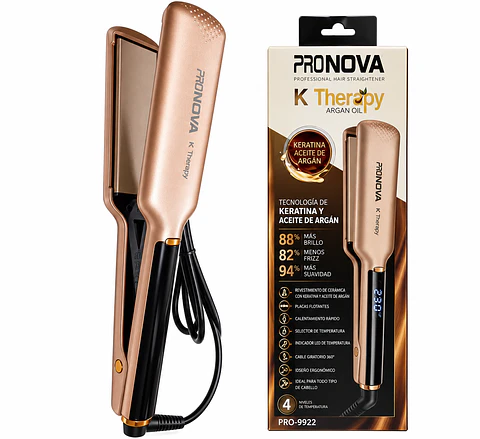 Plancha para Cabello PRONOVA K Therapy con Keratina y Aceite de Argán