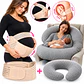 Combo Almohada de Lactancia Tipo C y Faja de Soporte para Embarazo - Miniatura 1