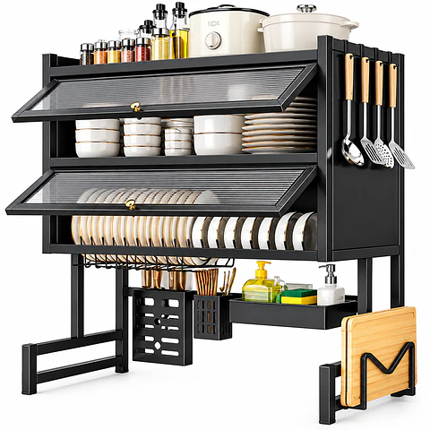 Escurridor de Platos 65 cm Doble Nivel – Negro