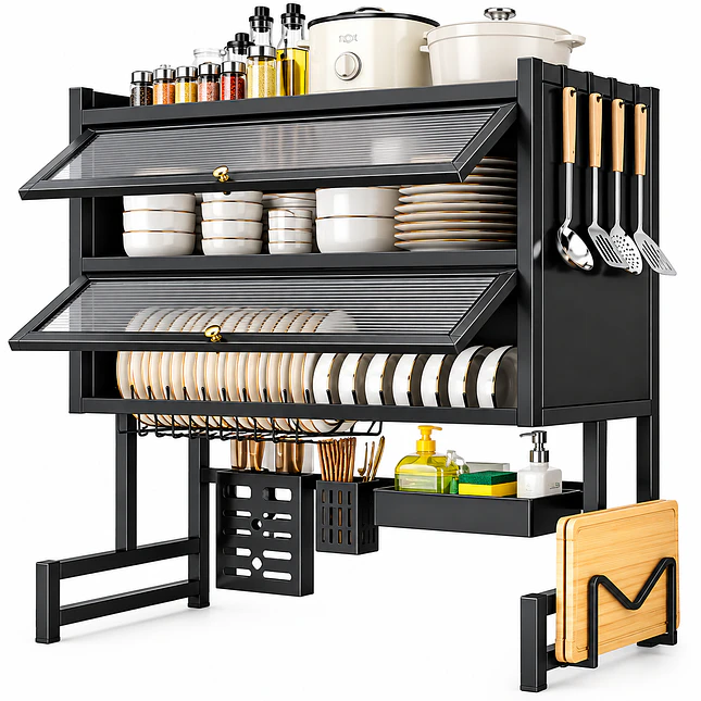 Escurridor de Platos 65 cm Doble Nivel – Negro 1