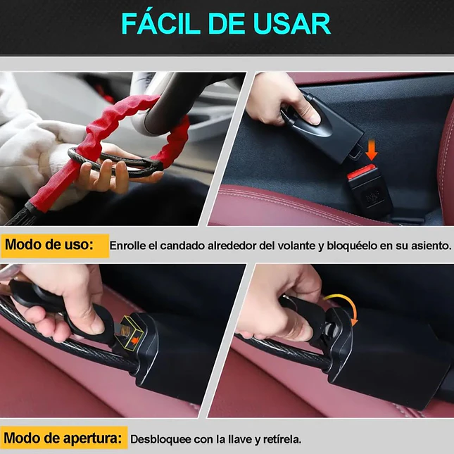 Bloqueo Antirrobo para Volante y Cinturón 5