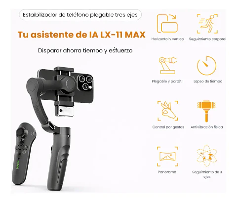 Estabilizador Gimbal LX-11 MAX 3 Ejes para Smartphone