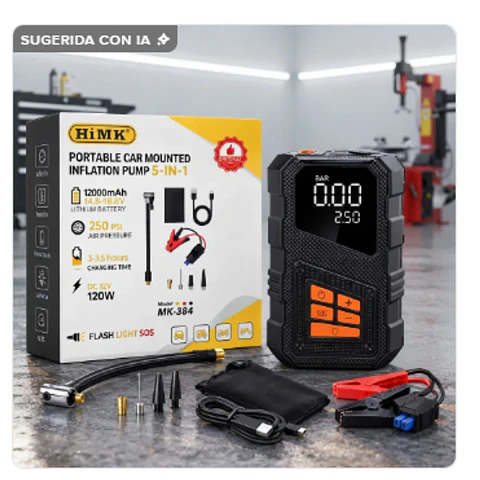 Inflador Portátil HiMK MK-384 5 en 1 12000 mAh