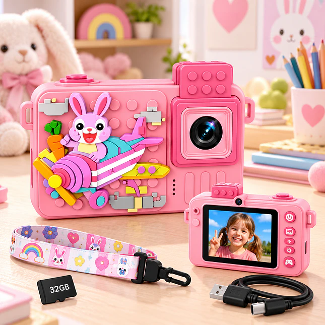 Cámara Digital Infantil 48M con Juegos y Memoria 32GB 3