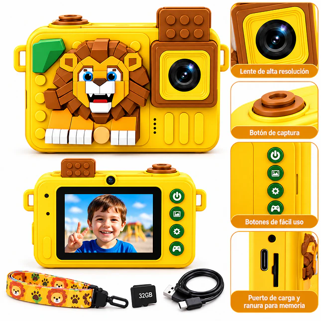 Cámara Digital Infantil 48M con Juegos y Memoria 32GB 5