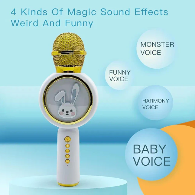 Micrófono Karaoke Infantil X6 Bluetooth con Diseño de Conejo 2