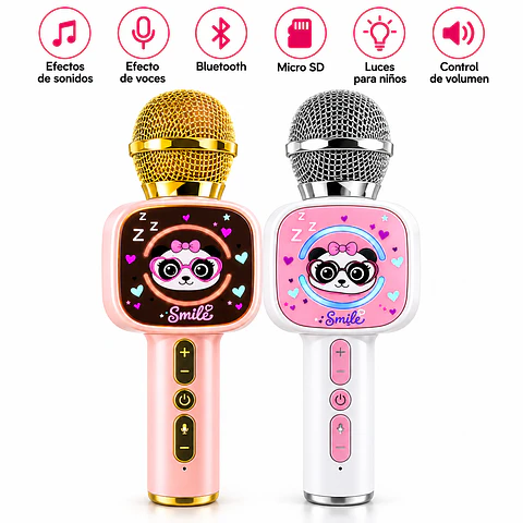 Micrófono Karaoke Infantil Bluetooth 5.3 con Luces LED