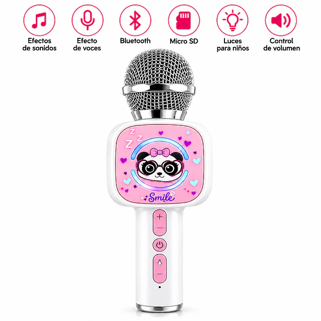 Micrófono Karaoke Infantil Bluetooth 5.3 con Luces LED 2