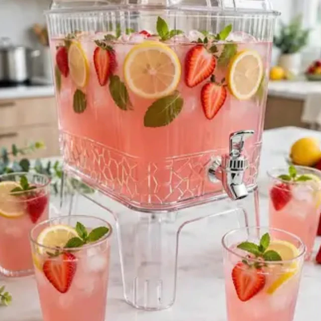 Dispensador de Bebidas Plástico con Grifo y 4 Vasos 3