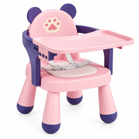 Silla de Comer para Bebé Diseño Oso con Bandeja Extraíble