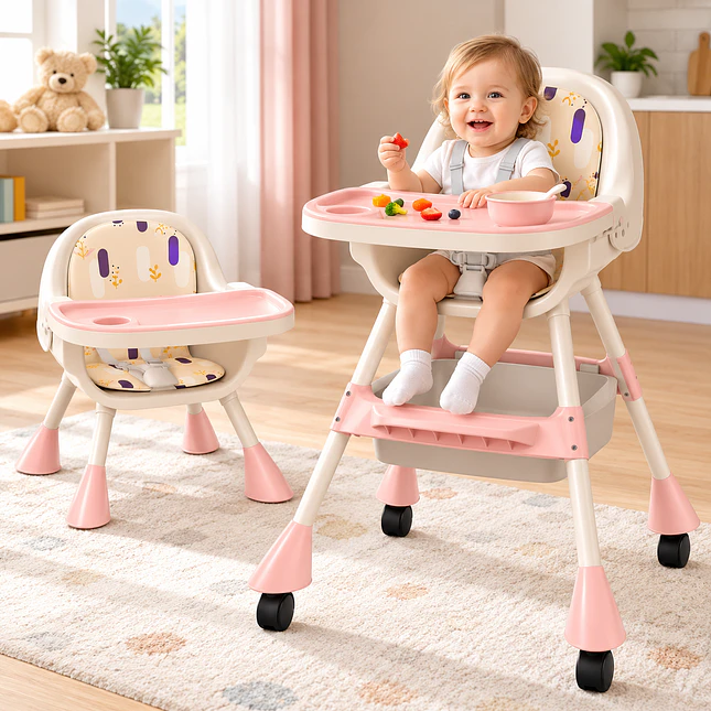 Silla Comedor Bebé 3 en 1 Plegable con Bandeja Extraíble 2