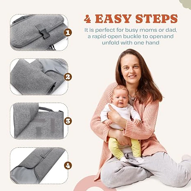 Cambiador Portátil para Bebé Plegable con Bolsillos 2