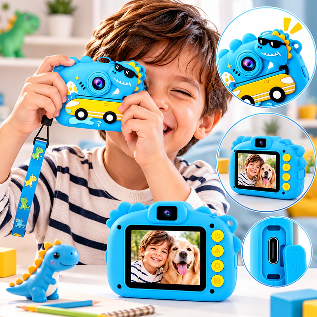 Cámara Infantil de Dinosaurio con Impresión Instantánea 3