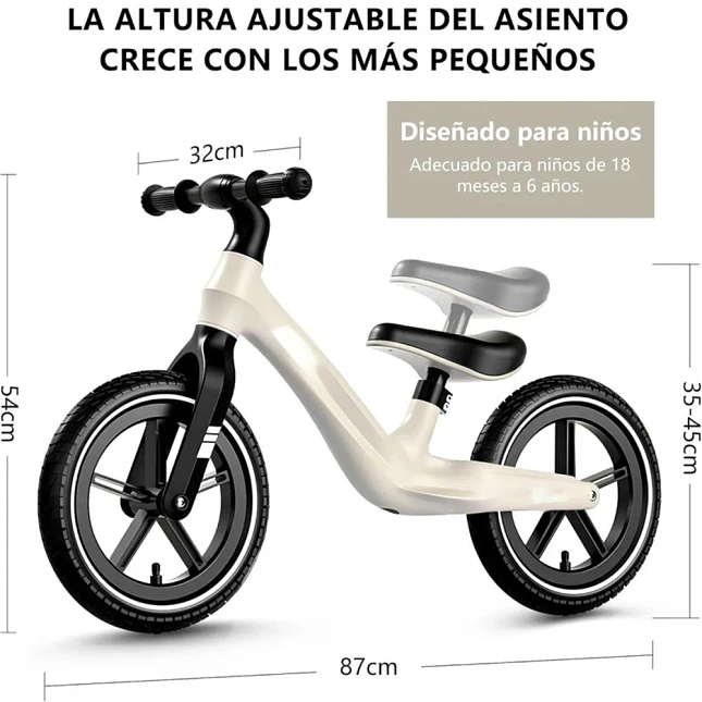 Bicicleta de Impulso para Niños de 3 a 6 Años Blanca 2