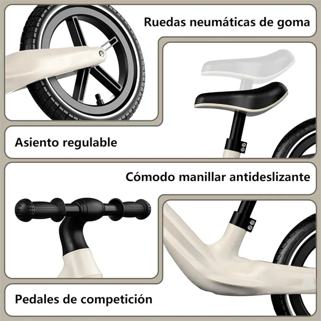 Bicicleta de Impulso para Niños de 3 a 6 Años Blanca 3
