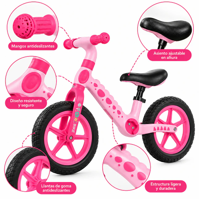 Bicicleta Sin Pedales Infantil Dino Forma Mcktoys de 2 a 4 Años 5