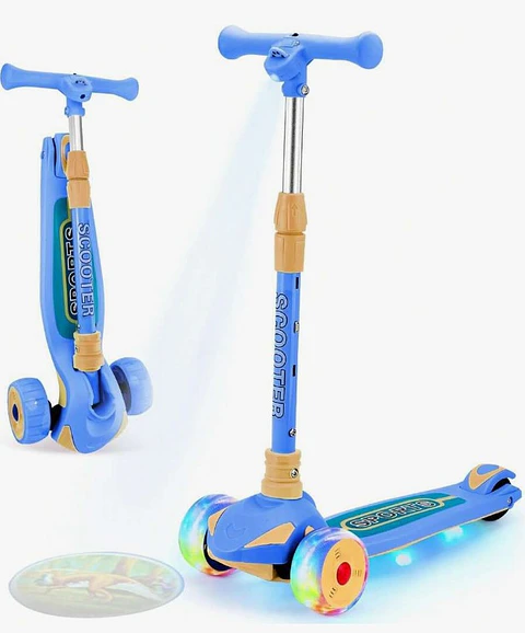 Patineta Infantil Plegable con Proyector de Dinosaurios y Luces LED