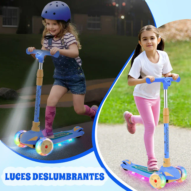 Patineta Infantil Plegable con Proyector de Dinosaurios y Luces LED 3