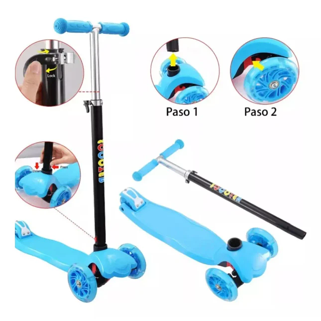 Scooter Infantil Plegable con Ruedas LED para Niños de 2 a 6 Años 2