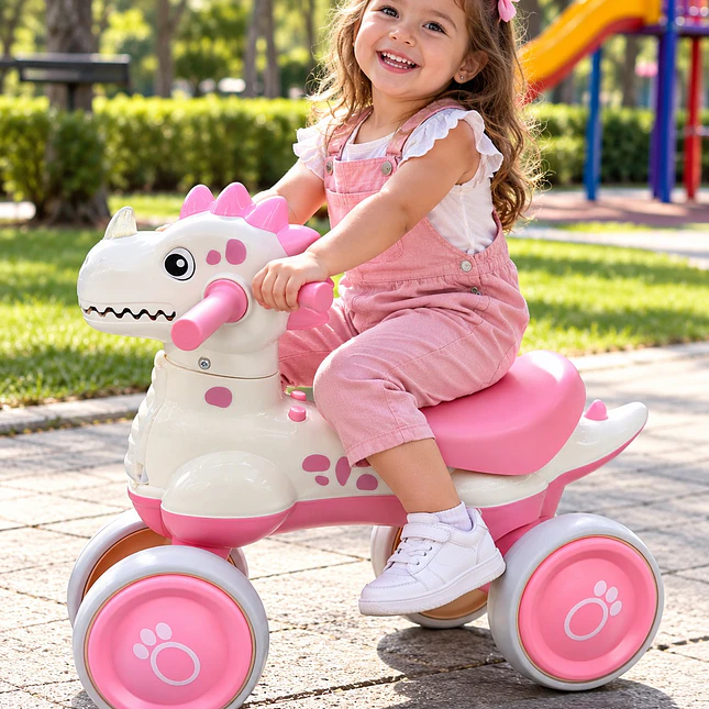 Triciclo Infantil Dinosaurio de 4 Ruedas con Luces LED 3