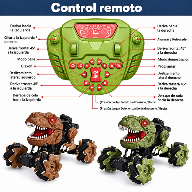 Carro Dinosaurio a Control Remoto con Modo Baile y Sonidos 3