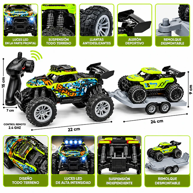 Carro RC Todoterreno con Remolque y Mini Buggy 9634-11B 3