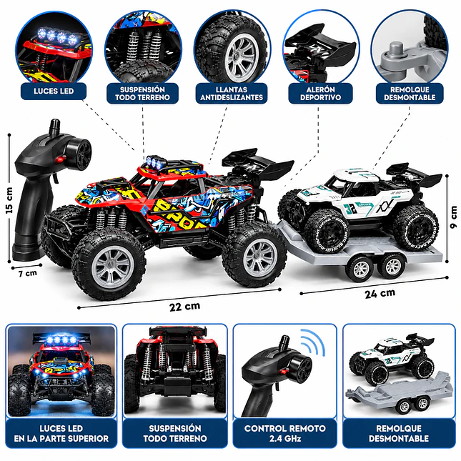 Carro RC Todoterreno con Remolque y Mini Buggy 9634-11B 4