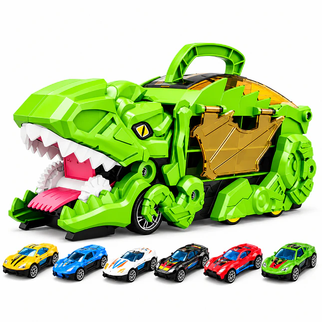 Camión Dinosaurio de Juguete con 6 Autos de Metal 4