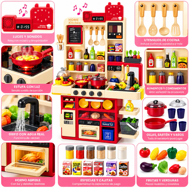Cocina Infantil de 121 Piezas con Agua, Luces y Sonidos 2