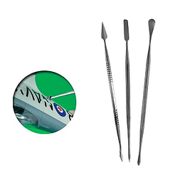 Set de 3 Curetas con doble cabezal Acero Inoxidable