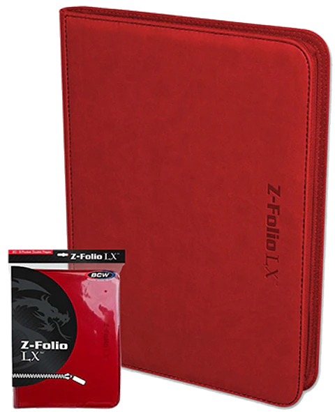 Carpeta BCW - Z-Folio 9 Bolsillos LX de Cuero - Red