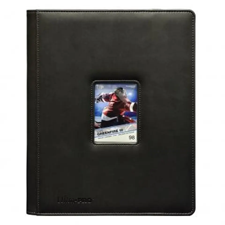 Carpeta Ultra-Pro Premium 9 bolsillos Cuero Negro con Ventana 1
