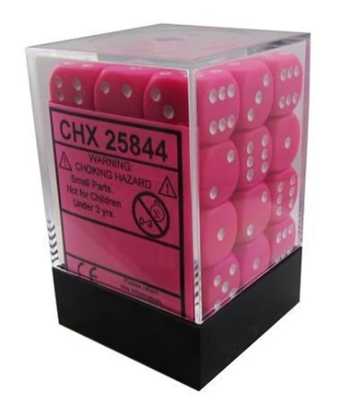 Set de 36 dados de 12mm (6 lados) Opaque Rosado-Blanco