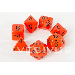 Set de 7 dados (varios lados) Opaque Naranjo-Negro