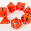 Set de 7 dados (varios lados) Opaque Naranjo-Negro 1