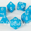 Set de 7 dados (varios lados) Opaque Celeste-Blanco 1