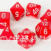 Set de 7 dados (varios lados) Opaque Rojo-blanco 1