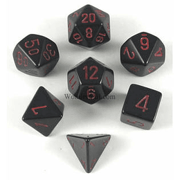 Set de 7 dados (varios lados) Opaque Negro-Rojo
