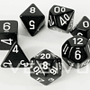 Set de 7 dados (varios lados) Opaque Negro-Blanco 1