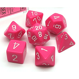 Set de 7 dados (varios lados) Opaque Rosado-Blanco