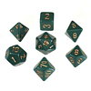 Set de 7 dados (varios lados) Opaque Verde Oscuro-Dorado 1