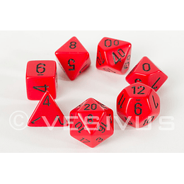 Set de 7 dados (varios lados) Opaque Rojo-Negro