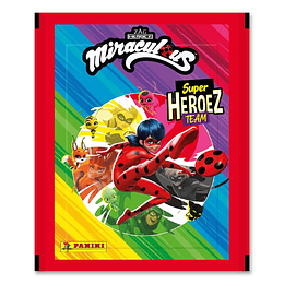 25 Sobres Álbum Miraculous - Lady Bug: Super Heroez Team