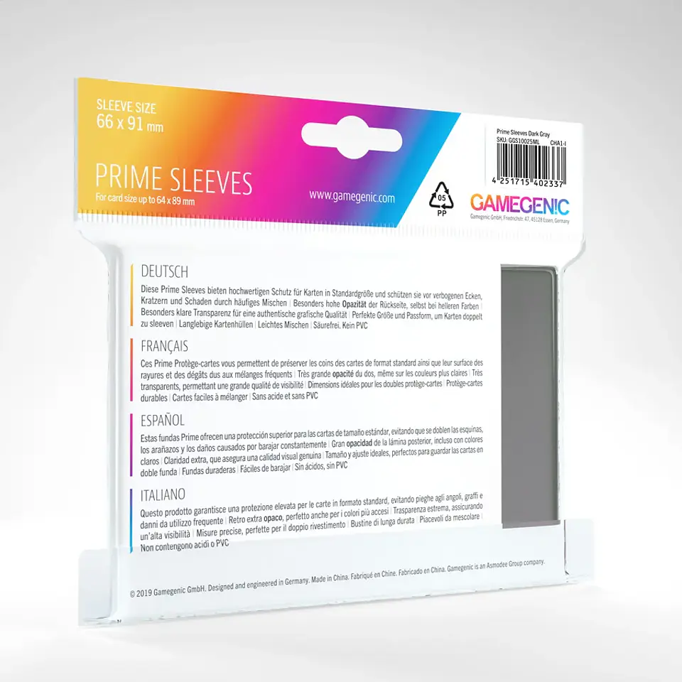 Protectores Gamegenic - Prime Gris (x100) 2