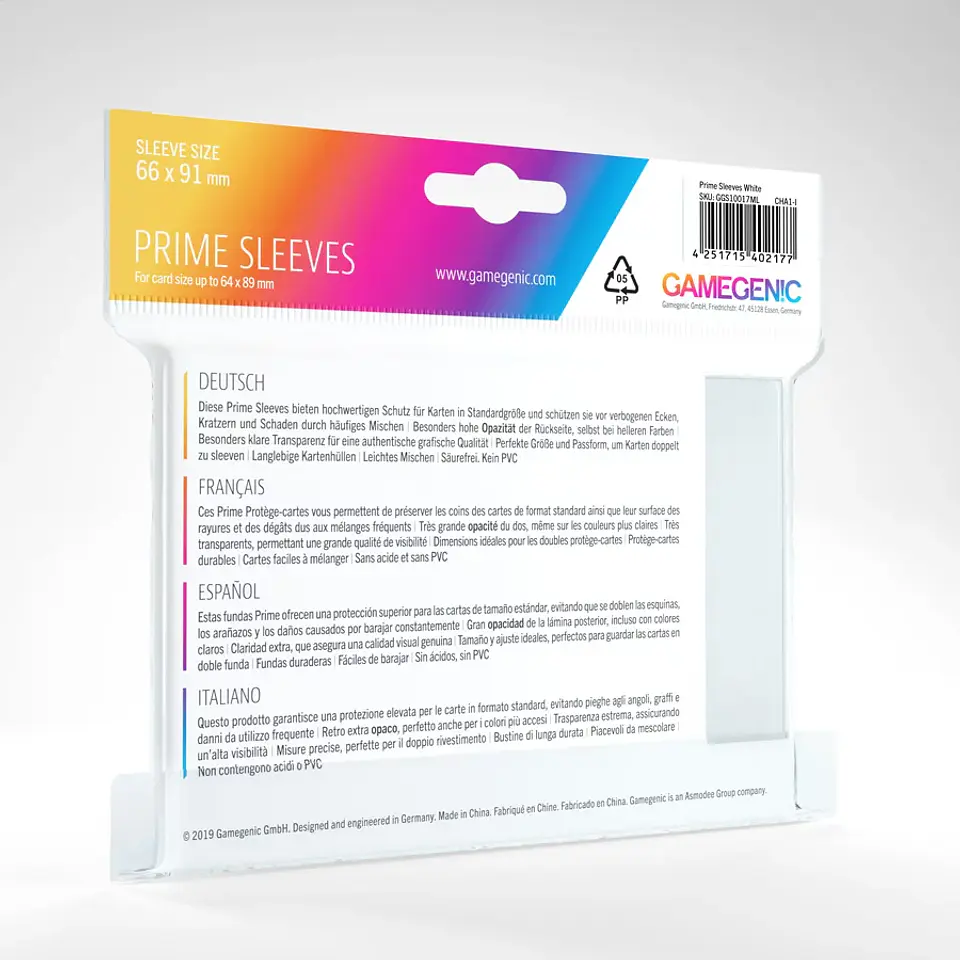Protectores Gamegenic - Prime Blanco (x100) 2