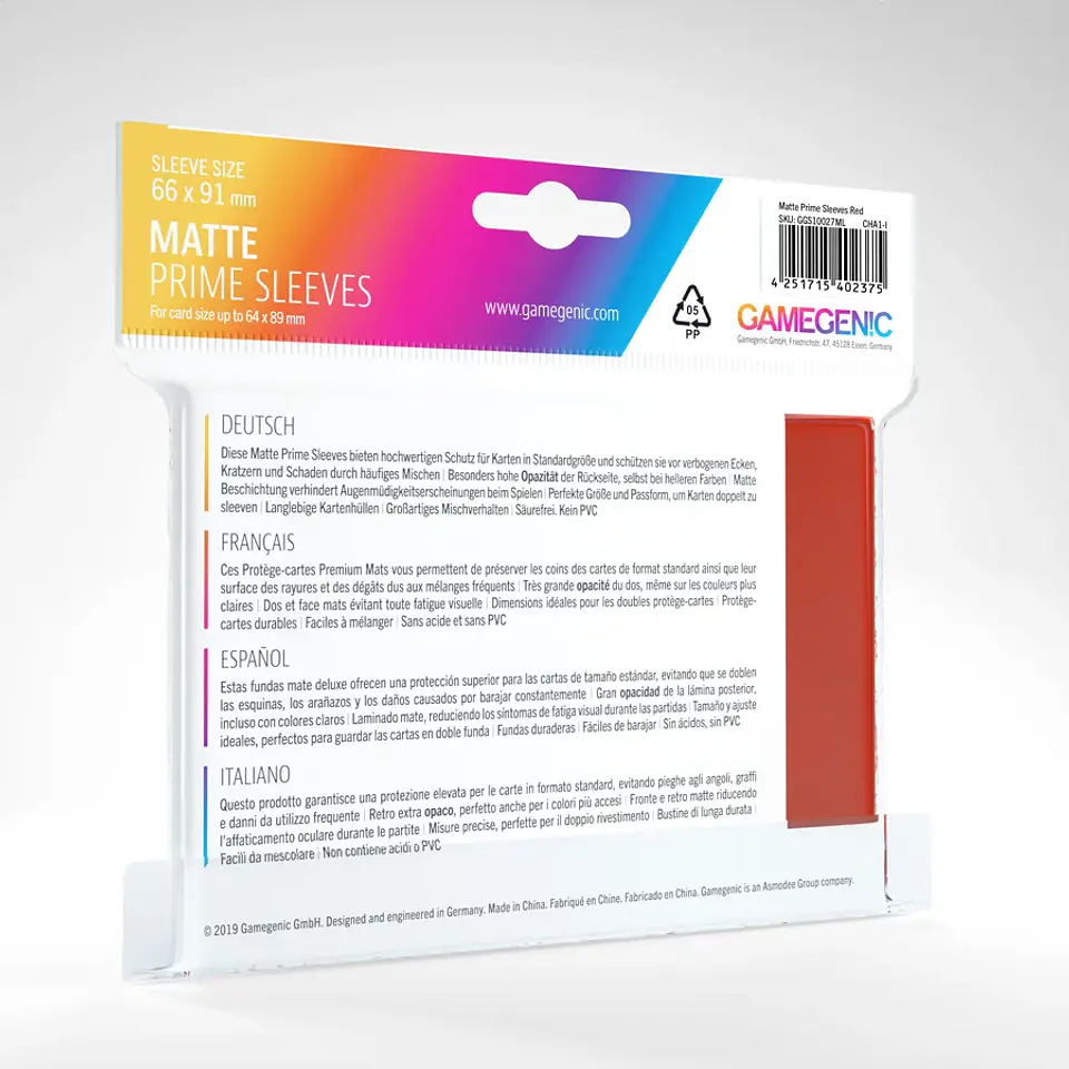 Protectores Gamegenic - Matte Prime Rojo (x100) 2